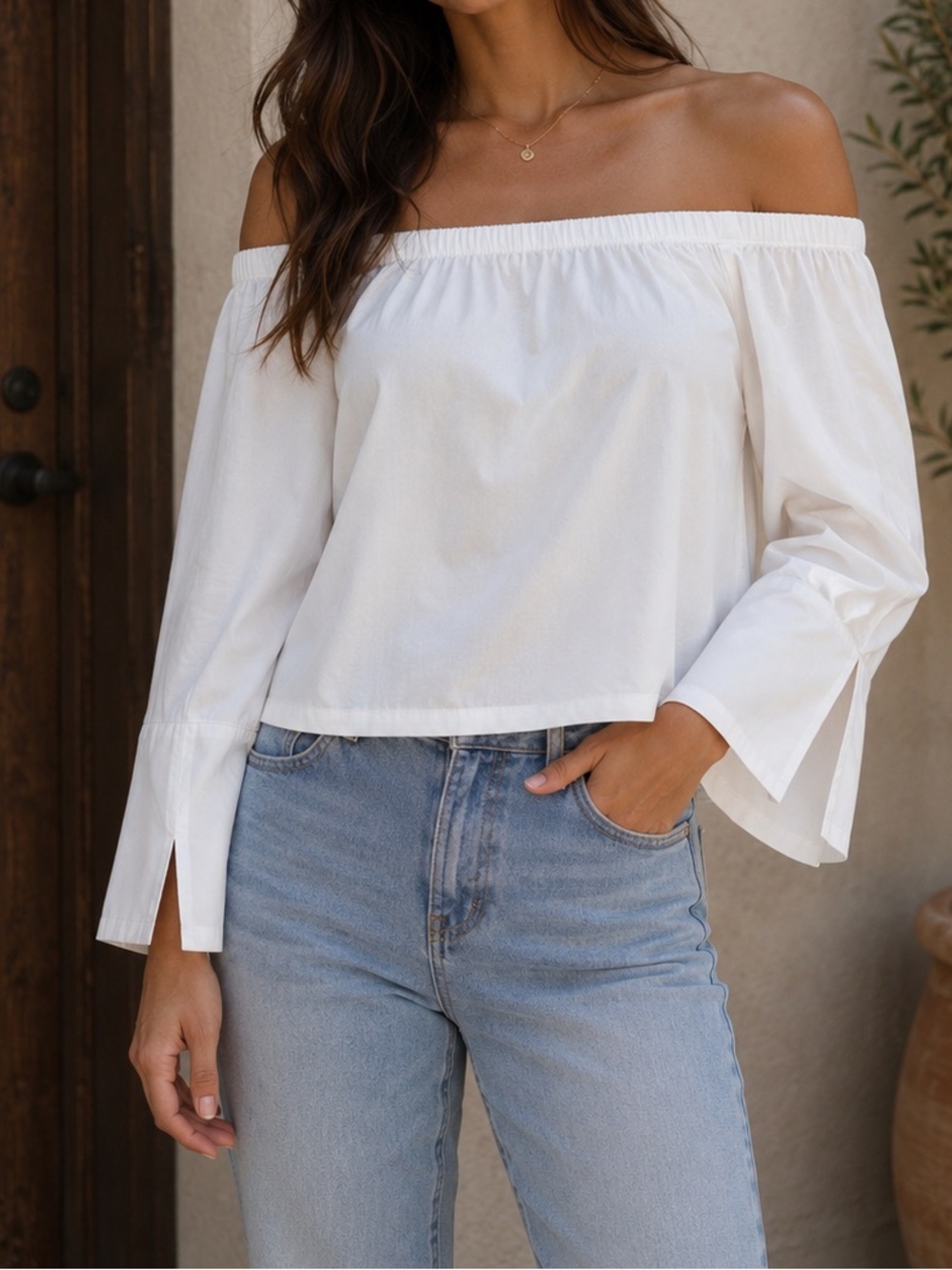 Worthington Off Shoulder White Blouse Size XS